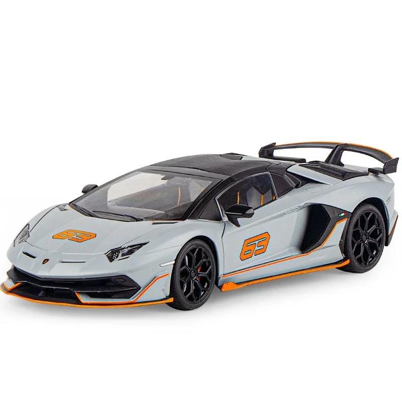 Large Size 1/18 Lamborghini Aventadors SVJ 63 Alloy Sports Car Model Diecast Metal Toy Racing Car Model Simulation Sound and Light Kids Gift