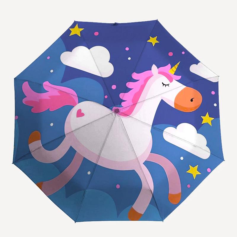 1pc Unicorn Fantasy Night Sky Umbrella with Plastic Handle,Suitable for All Seasons UmbrellaPT441