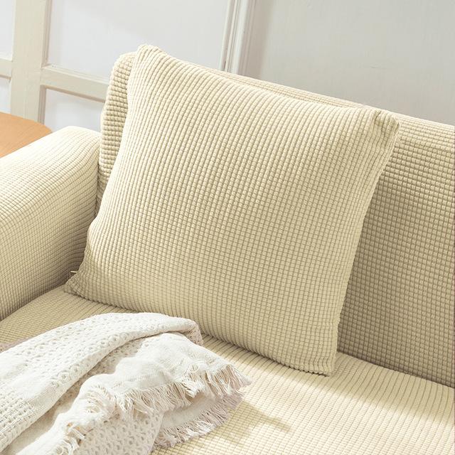 New Design Colors Thick Polar Fleece Sofa Protective Cover Jacquard Solid Printed Pillowcase Cover For Soft Cushion 45x45cm