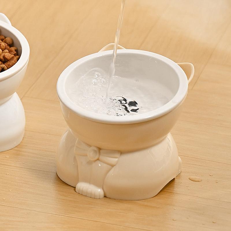 Ceramic Cat Bowl Slanted Mouth Dog Food Feeding Basin Non-Slip Pet High Foot Protection Cervical Spine Pet Drink Water Bowl