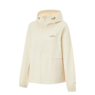Lettuce Edge Water-Resistant Hooded Loose Cycling Camping Windproof Warm Outdoor Casual Short Jacket Women Jackets Swan-White AFDU942-1
