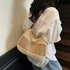 Crochet Mesh Shoulder Bag Women Summer Beach Tote With Leather Strap Natural Style Design