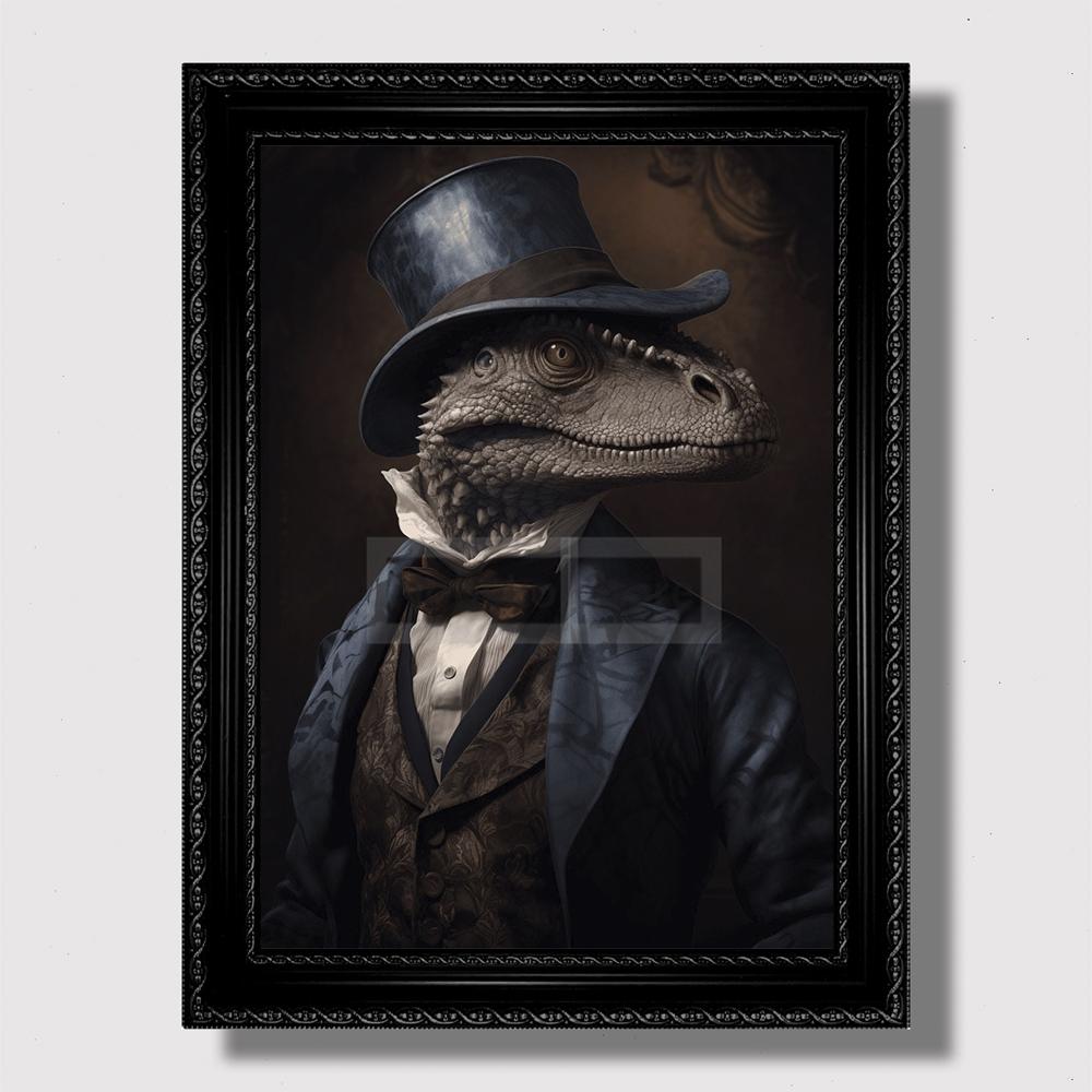 Affiche vintage de portrait d'animal victorien Goth Cottagecore Dark Prints Peinture sur toile Art mural Photos Décoration de chambre à coucher vintage