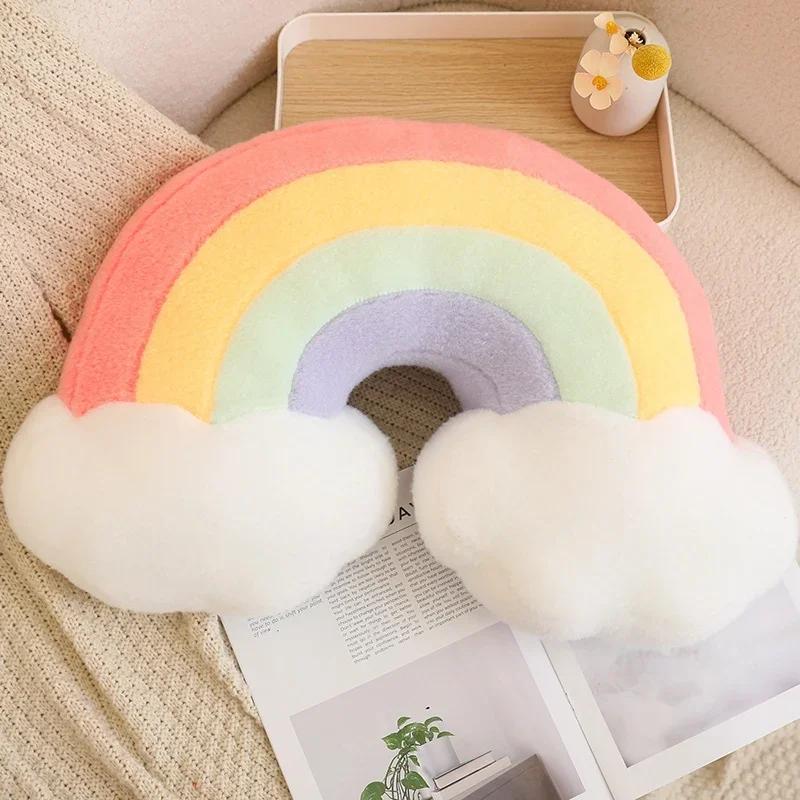 Natural Plush Pillow Stuffed Soft Shooting Star Heart Flower Rainbow Cloud Moon Crown Decor Sofa Chair Cushion Kids Gift