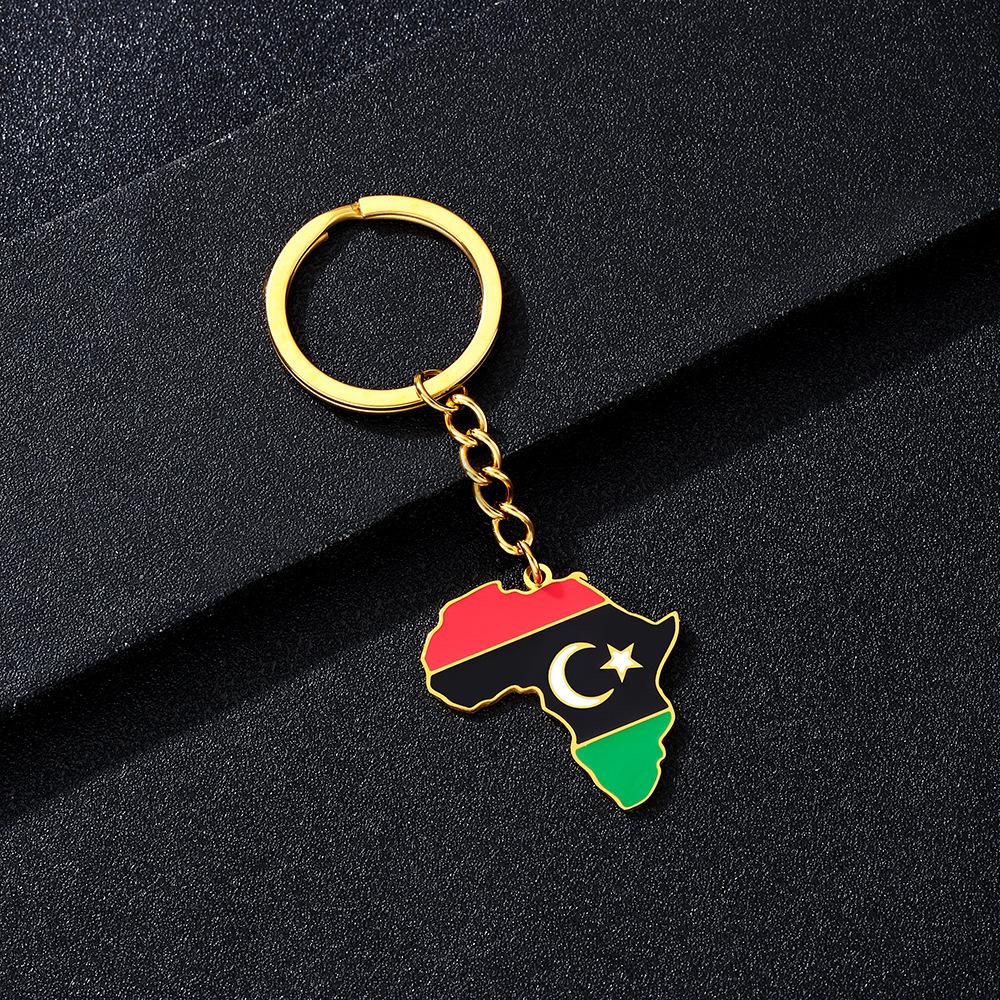 Portachiavi Premium in Acciaio Inossidabile con Ciondolo Mappa Bandiera Africa Ghana Nigeria Capo Verde Congo Uganda Regalo per Appassionati di Viaggi