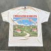 I Would Rather Be Here BTW Shirt, Whimsical Landscape Tee, Cottagecore Top, Hot Air Balloon Rainbow T-Shirt