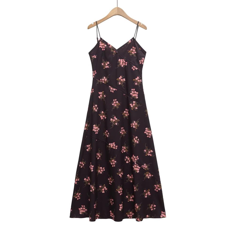 

2025 Women s Spring/Summer V-Neck Floral Spaghetti Strap Dress S