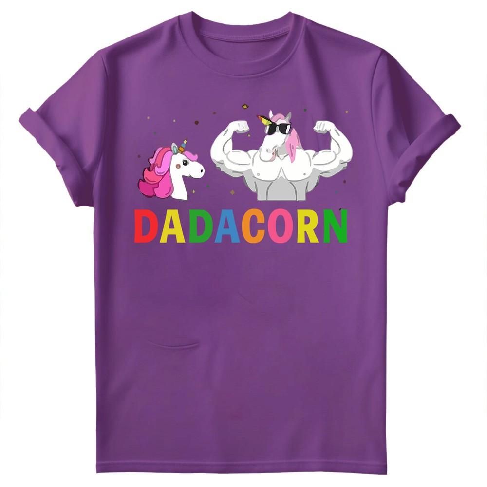 Vatertag Unisex T-Shirt Lustiges Einhorn Dadacorn Daddy Gymer Dad Tee Top FD