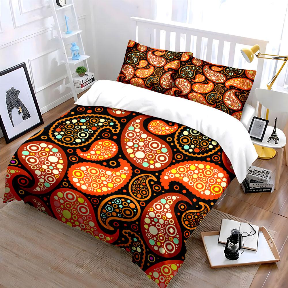 Retro Paisley Pattern Home Decor Soft Comfortable Duvet Cover Bedding Set Included 1*Duvet Cover & 2*Pillowcases, Gift