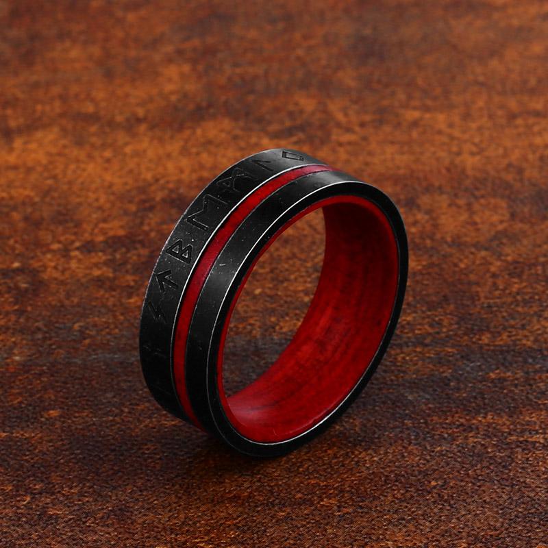 

BEIER 2022 New Updated Style Stainless Steel Viking Runes Retro Punk Viking Runes With Rosewood Rings For Men 8mm Jewelry 7