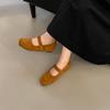 Square head retro ballet shoes 2025 early autumn new flat bottom shallow mouth single shoes female lazy one pedal Mary Jane shoes