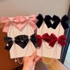 Elegant Pearl Bow Tassel Hair Clip Solid Velvet Hair Claw Children Princess Best Hairpins New Fashion Beauty Hair Accessories