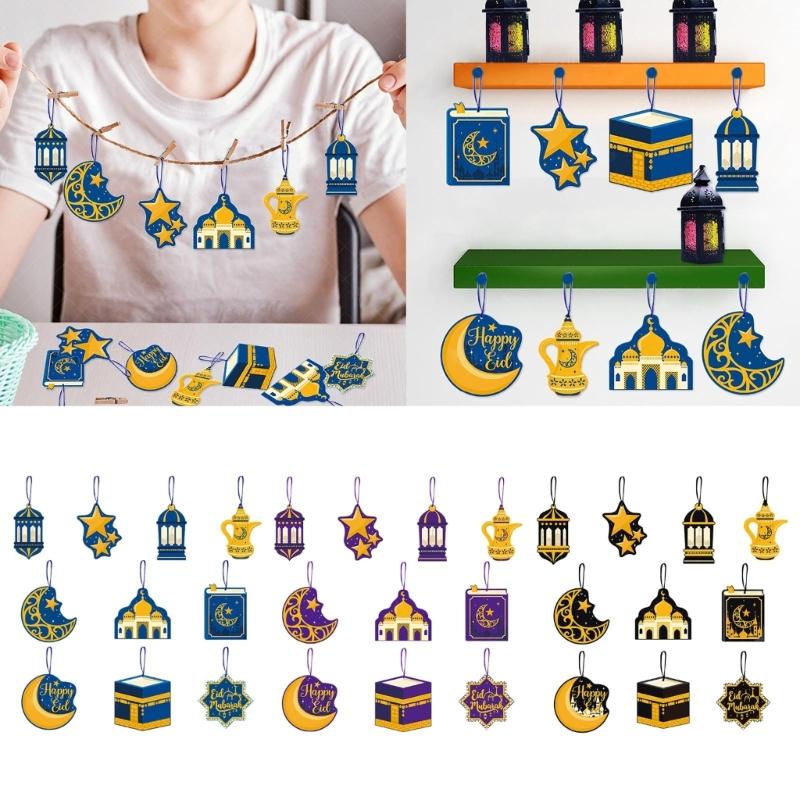 10pcs Eid Mubaraks Hanging Pendants Ramadans Kareems Decorations For 2024 Home Islamic Muslims Eid Alfitr Festival