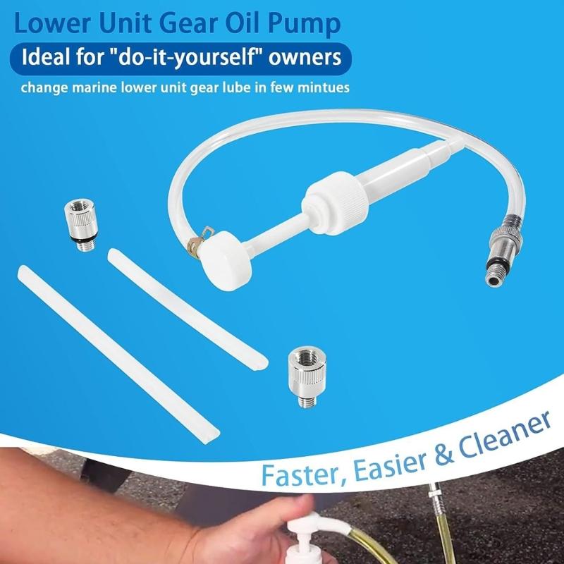 Îmbunătățiți pompa de ulei pentru angrenajele unității inferioare pentru majoritatea motoarelor maritime outboard cu pivot metalic de 3/8 inci și adaptoare de 8 mm și 10 mm