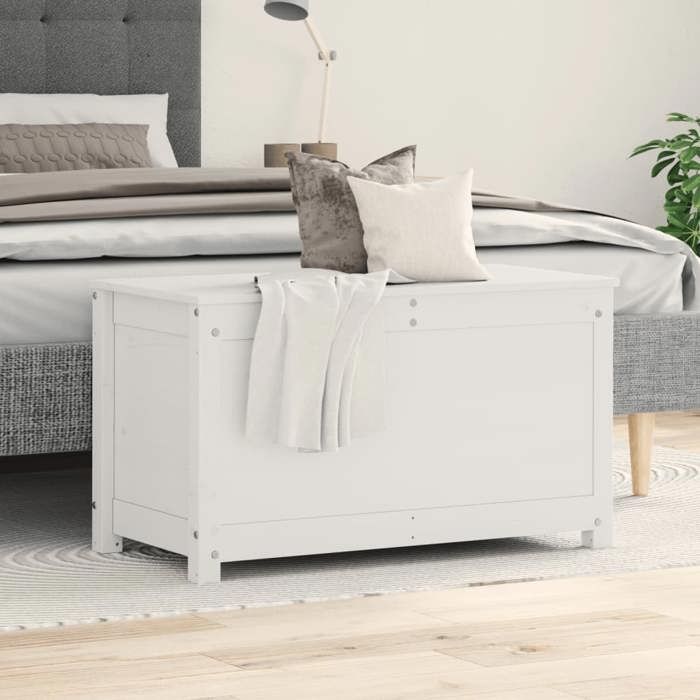 823535 vidaXL Boîte de rangement Blanc 80x40x45,5 cm Bois massif de pin