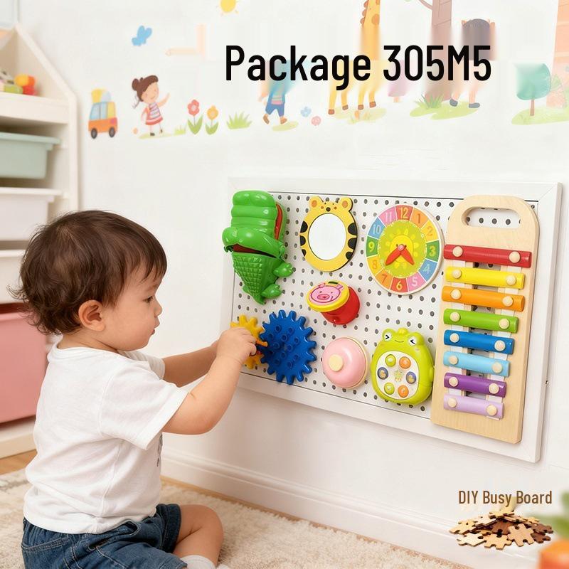 

Montessori Baby Busy Board Pegboard Wall Set with DIY Accessories - Early Educational Toys for Playpen