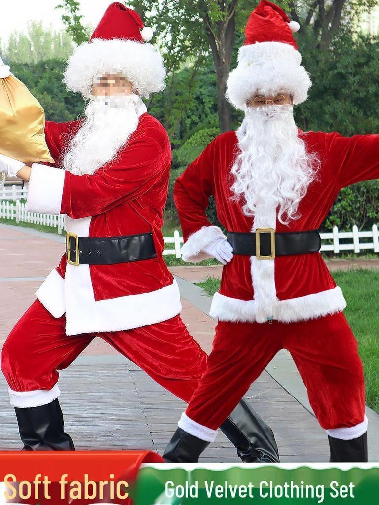 Adult Santa Claus Costume Set - Men's & Women's Plus Size Christmas Outfit