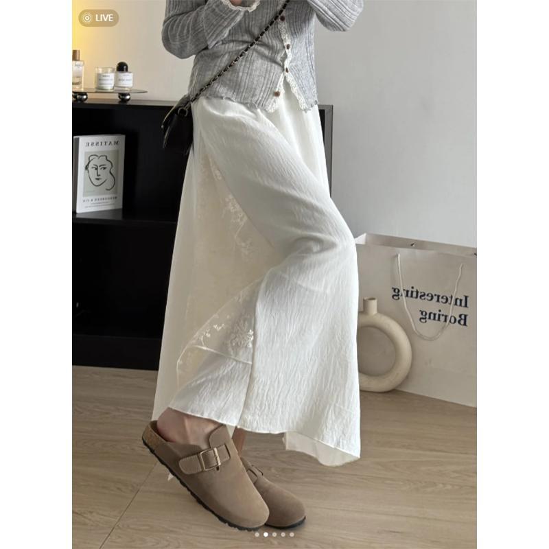 Summer French Lace Patchwork Skirt Casual A Line Midi Skirt