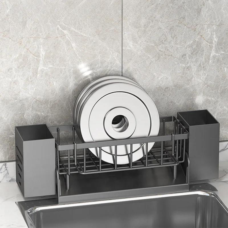 Kjøkkenvask Avrenningsstativ Organizer ABS Plast Selvavløpende Vaskhylle Såpe Svampholder Oppvaskklut Håndklestativ Filterkurv
