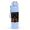 1PC Black Brown Dachshund Bust 750ml Color Plastic Sports Water Bottle Leakproof Flip Straw Lid For Sports Office Home Use