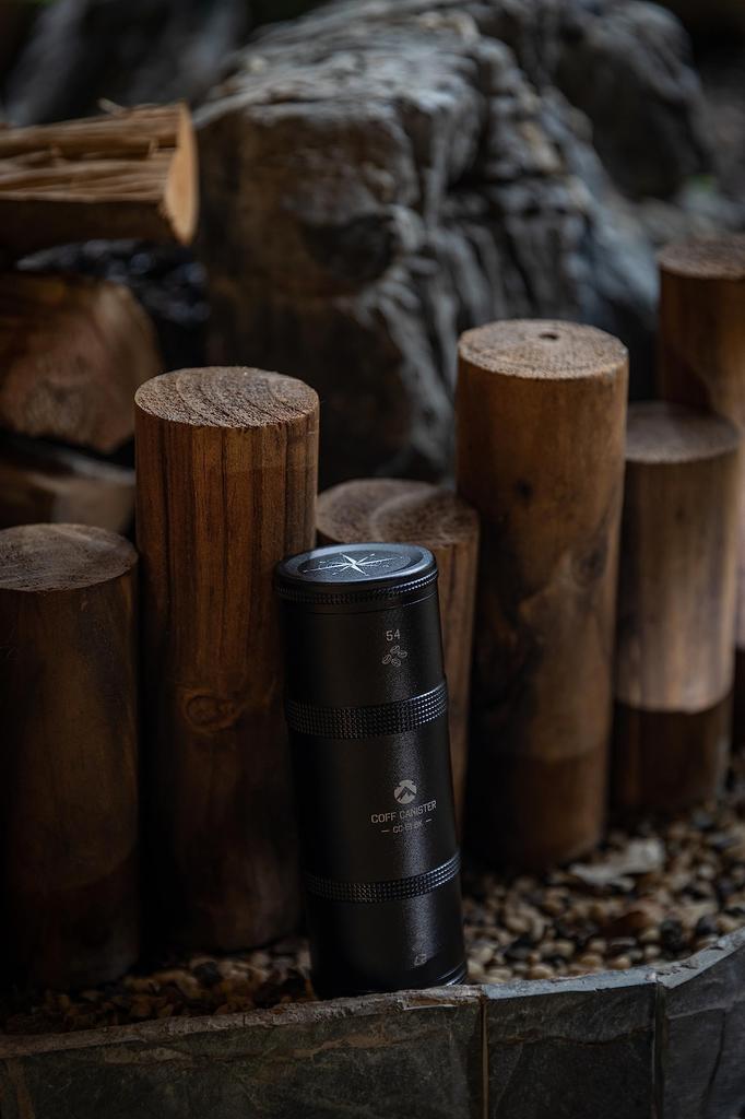 Camping Moon Camping Coffee Canister, 2-Tier, CNC Cut, Duralumin, Black Gear, CC-50-BK