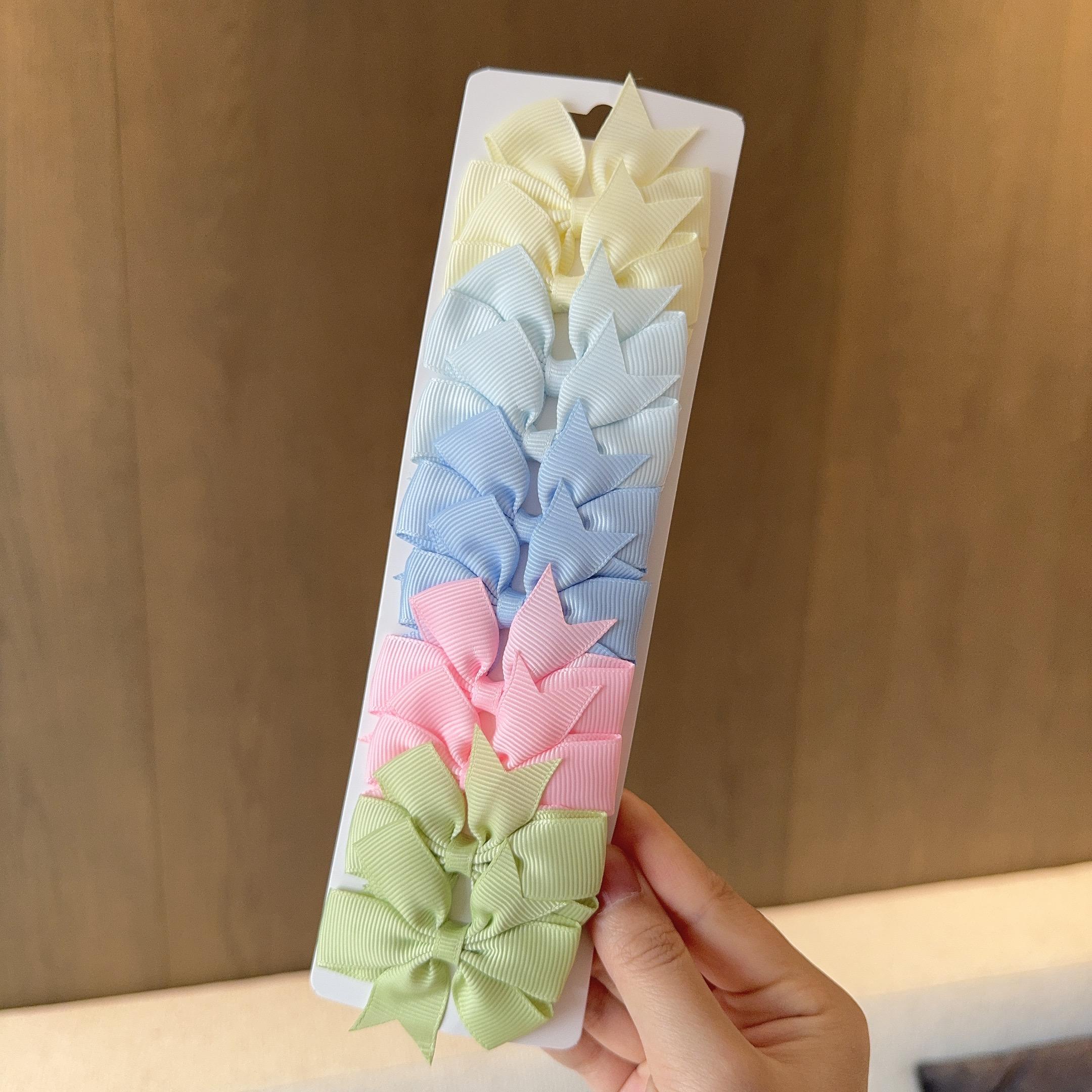 

10 шт./набор Новые милые заколки для волос с ленточными бантиками для детей, ручной работы, заколки-автоматы, головные уборы, аксессуары для волос для маленьких девочек