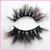 1 Pair Fluffy 25MM Mink Eyelashes Colored Lashes  Bulk Wholesale Pink White Red Blue 5D Mink Lashes Supplies Makeup Tools