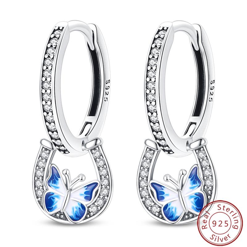 Damen Romantische 925 Silber Schneeflocke Stern Funkelnde Zirkonia Weihnachten Winter Ohrringe Passend für Hochzeitsfeier Exquisiter Schmuck