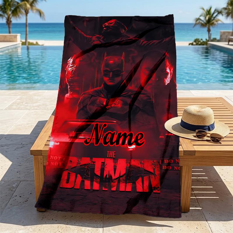 Custom Name Batman Saga Stylish Digital Printing Beach Towel Quick‑Drying Absorbent Blanket for Beach Pool Gym Travel