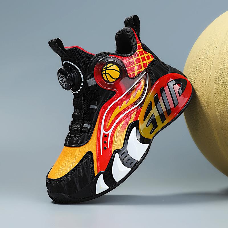 

Children s basketball shoes boys autumn and winter new velvet outdoor large cotton shoes leather surface waterproof girls button sports shoes 39