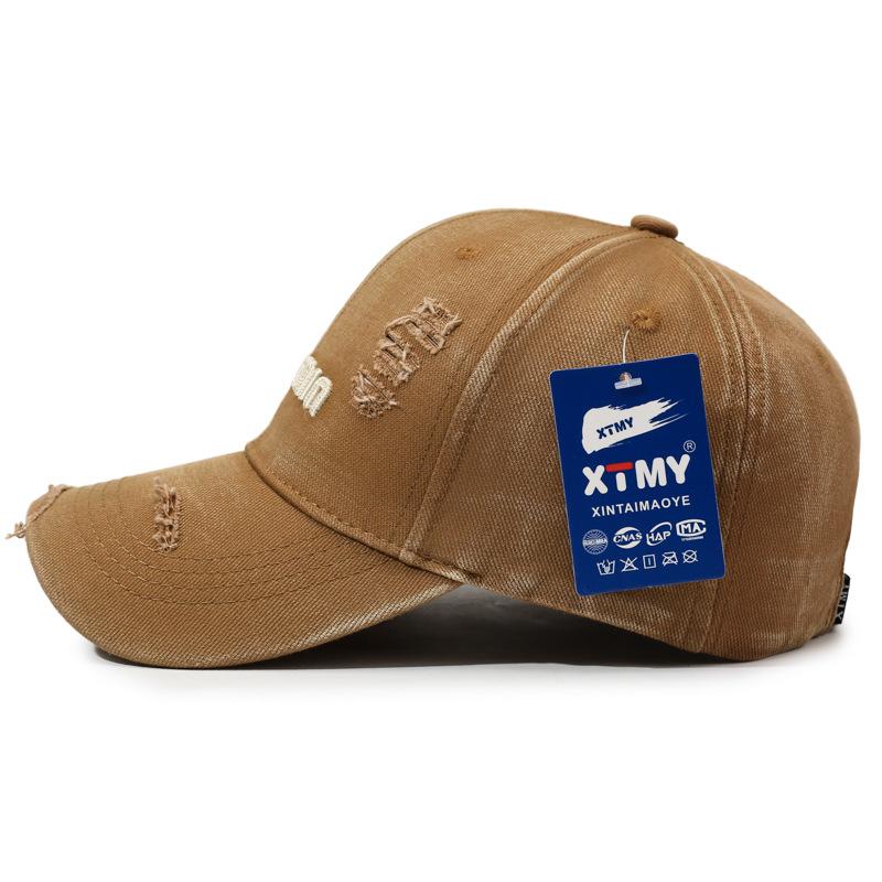 New Style Distressed Washed Baseball Cap With Three-Dimensional Embroidery, A Slim Visor Hat That Makes Your Face Look Smaller.