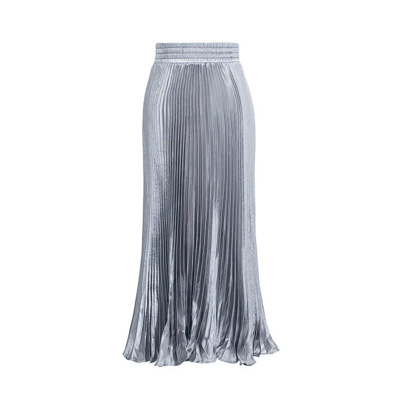 High Waist Satin Pleated Fishtail Skirt - 1 Meter Long Women's Dance Skirt with Large Swing and Medium Length.