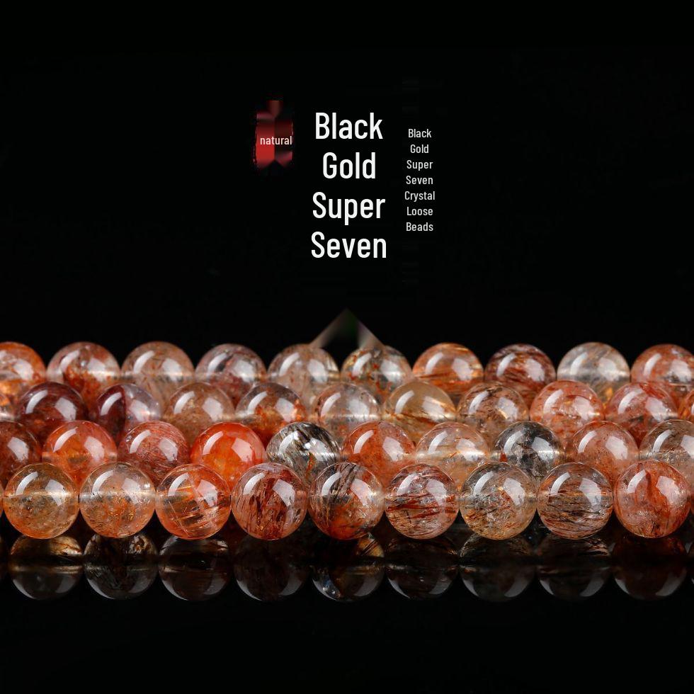 Natural Black Gold Super Seven Crystal Beads for DIY Jewelry 6mm