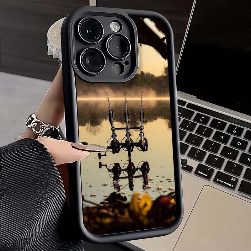 Phone Case for iPhone 17 Air 16E 15 16 Pro Max Carp Fish Fishing Rod Cover 14 Plus 13 12 Mini Soft Shell Silicone Fundas