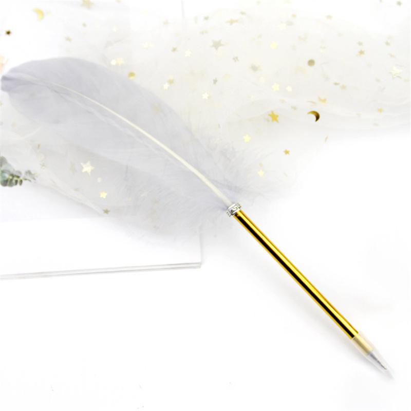 Retro Style Feather Quill Ballpoint Pen Wedding Gift Office School Supplies Kawaii Student Present Gift