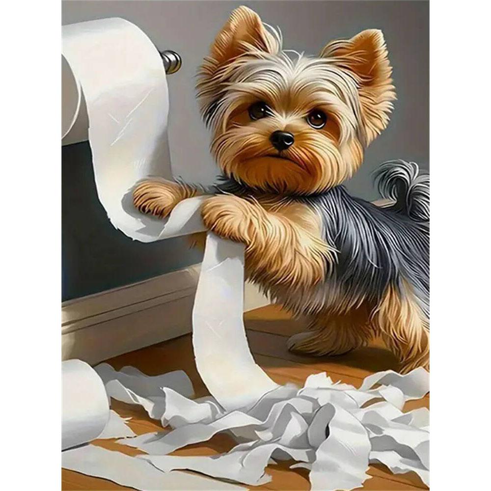 

Алмазная живопись Собака Кот Туалет Мультяшная Алмазная мозаика Полная Круглая Выкладка Вышивка Животное Украшение Гостиная Round 40x50cm