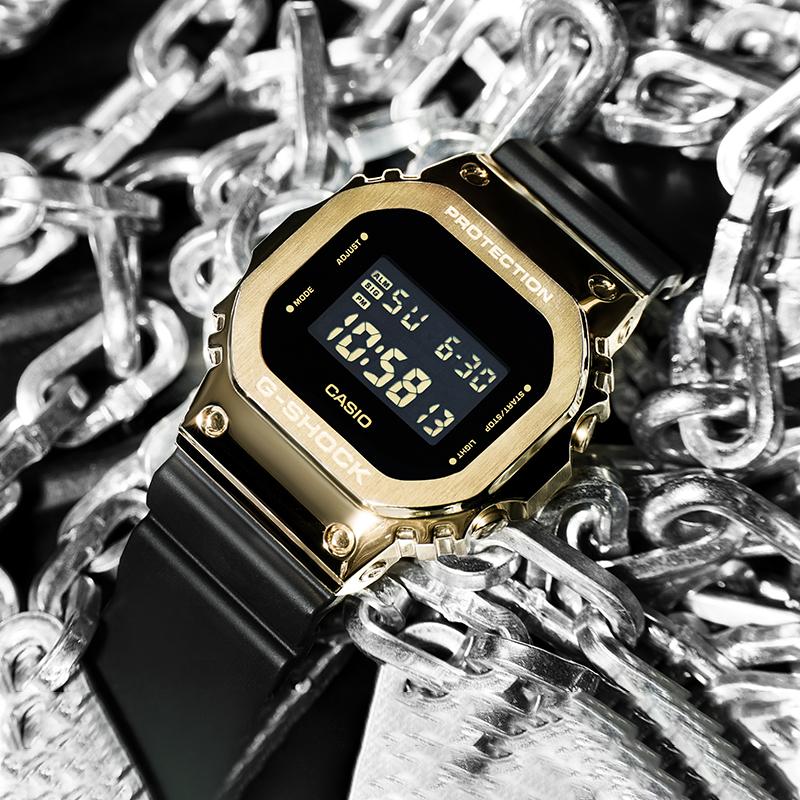 Casio Retro Classic Small Square Waterproof Movement Quartz Movement Resin Strap Japanese and Korean Watch Men's Watch Gold Dial GM-5600G-9PR