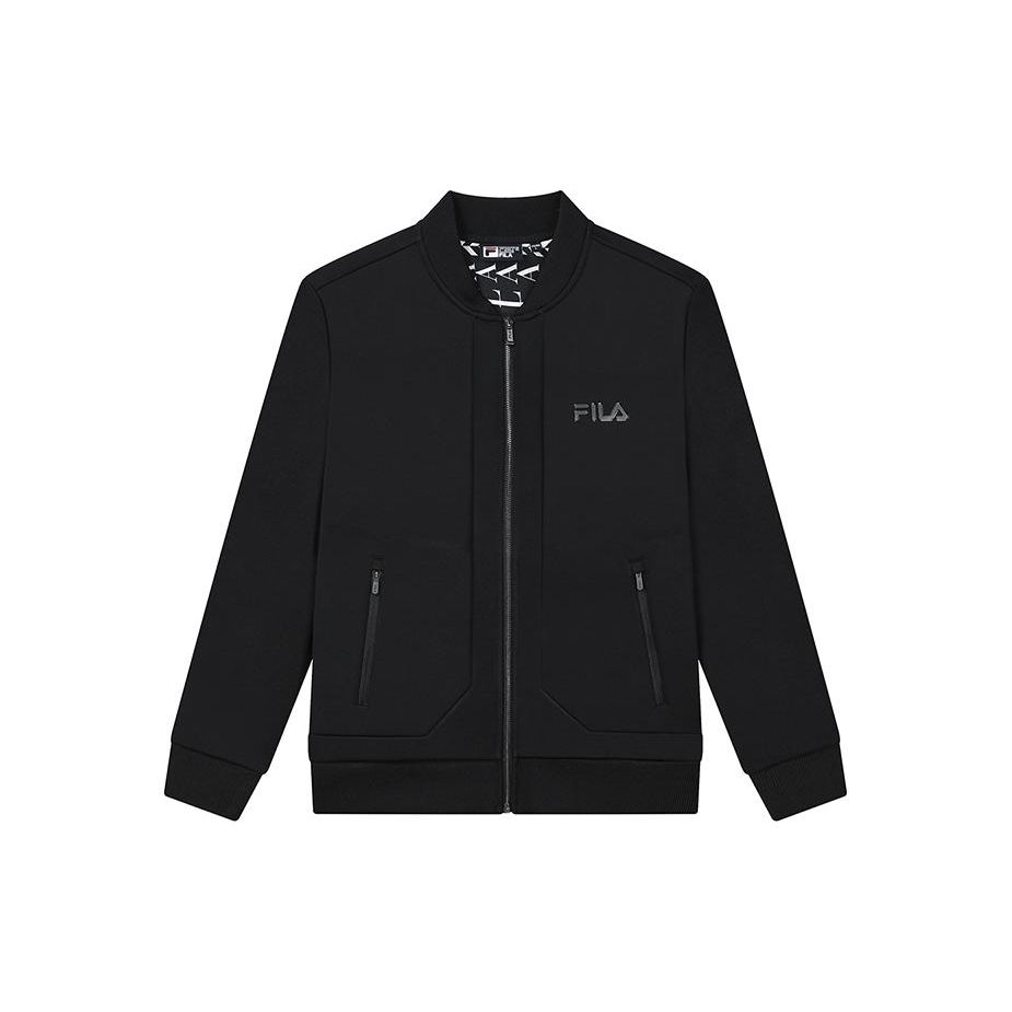 

FILA Letter Logo Print Zip-Up Long Sleeve Jacket Men jackets Black F11M318507F-BK M