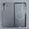 Real-thin Carbon Fiber Phone Case for Samsung Galaxy S26 Plus S26+ Case Aramid Fiber Fabric Thin Hard Magnetic Slim Case