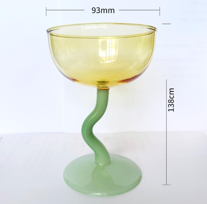 Round Bowl Goblet Dessert Glass Mug S-shaped Cup Stem Ice Cream Bowl Cup Milkshake Dessert Cup Colored Borosilicate Glass
