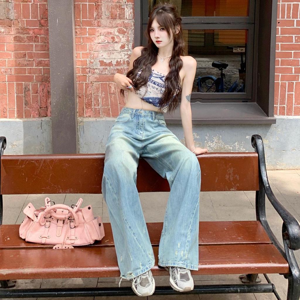 Autumn Women’s Mid-Low Waist Wide Leg Flare Jeans - Loose, Slimming, Ripped, Straight Micro Flare Pants