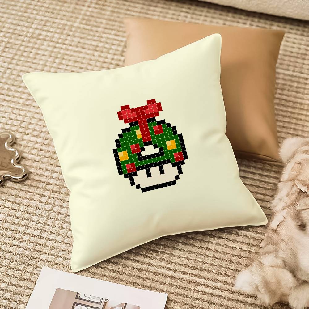 M-Mushroom Christmas Outfit Pillow Case Sofa And Living Room Decorative Cushion Covers Dust-proof And Mite-proof Invisible Zippe