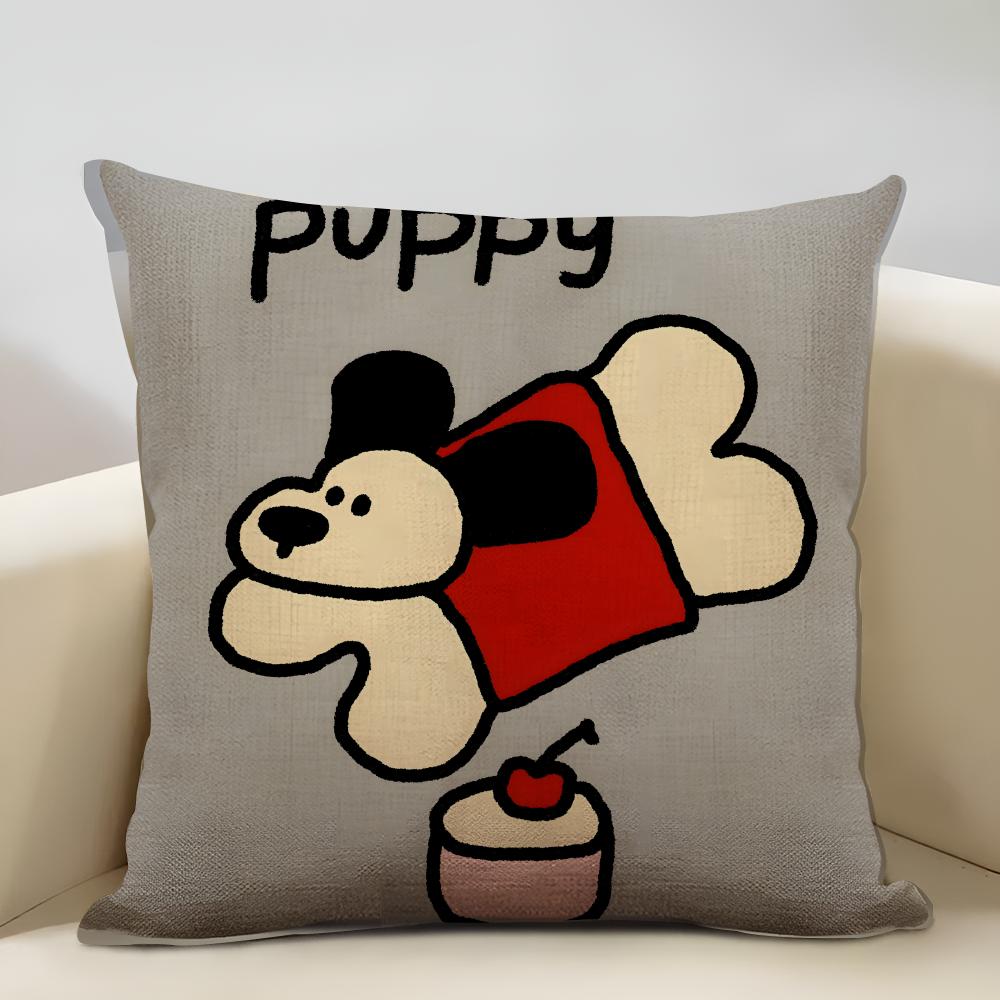 Happy Little Animals Illustrations Cushion Cover Household Decoration Linen Sofa Cushion Cover: Skin-Friendly & Breathable With