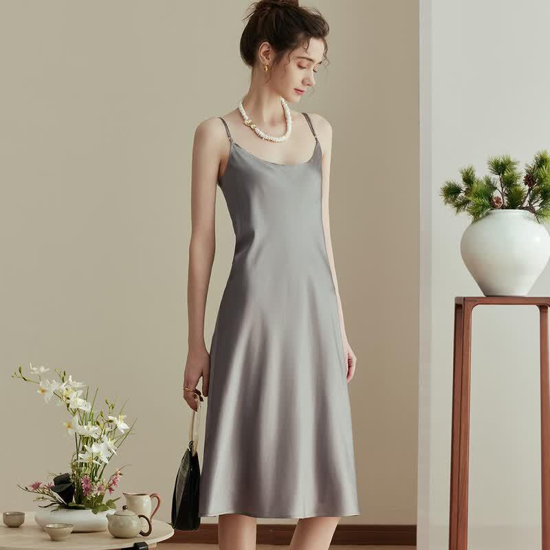 Snowforte 16 Momme Mulberry Silk Camisole Dress L серый