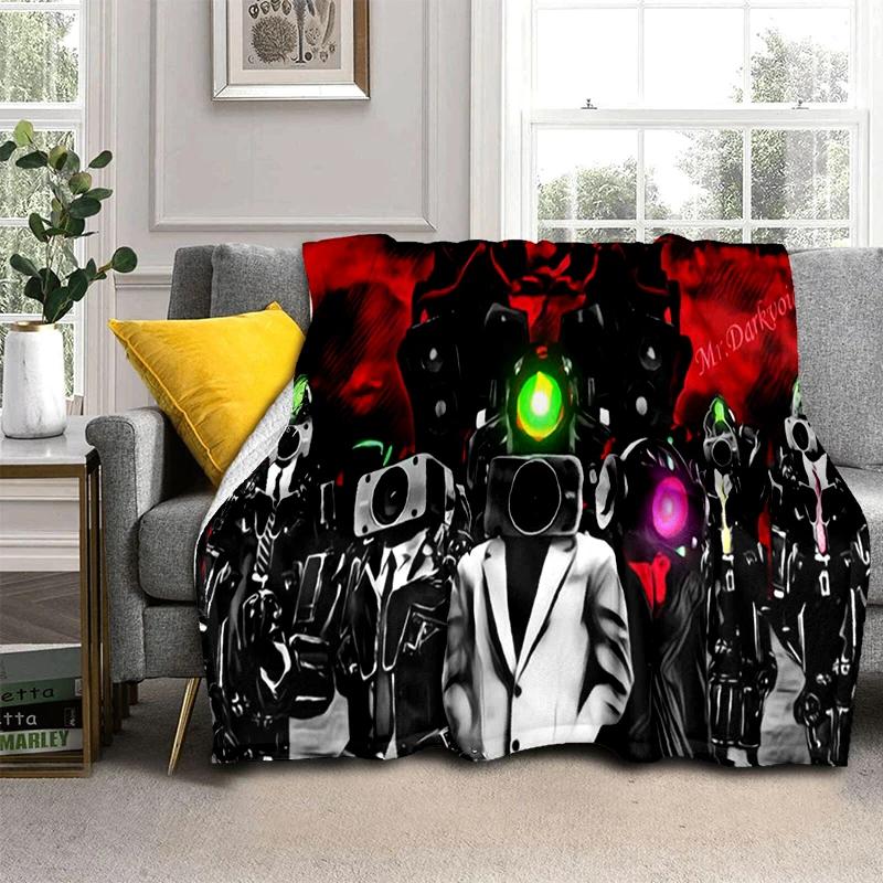 3D Skibidi Toilet Speakerman Cameraman TVman Flannel Blanket,Soft Throw Blanket for Home Bedroom Bed Sofa Travel Cover Kid Gift