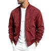 Men Faux Suede Bomber Jacket Zip‑Up Baseball Collar Casual Long Sleeve Outerwear Lightweight Fall Pilot Coat