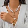 Fashion Irregular Shaped Faux Pearl Light Luxury Metal Clavicle Necklace Jewelry