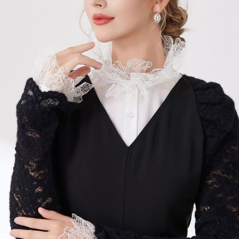 Elegant Decorative Lace Collar And Arm Cuff Sleeves Set For Women Formal Outfit Dress Sweater Enhancement Accessories