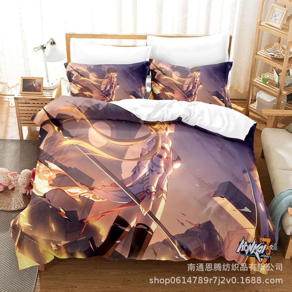 2014 Honkai Impact 3 Sängkläder Set Enkel Twin Full Queen King Size Kawaii Flicka Sängset Tonåring Sovrum Påslakanset 3D-tryck
