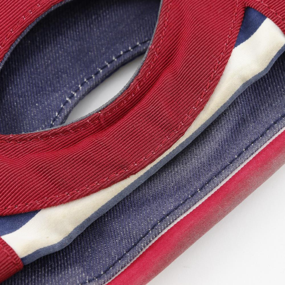 Chanel Chain Tote Tote Bag A47944 Cruise Line Border Navy Blue cotton/Nylon Women Used